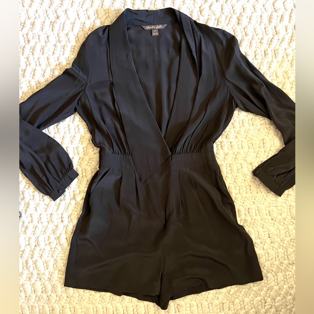 100% Silk Charcoal grey Charlie Jade Romper